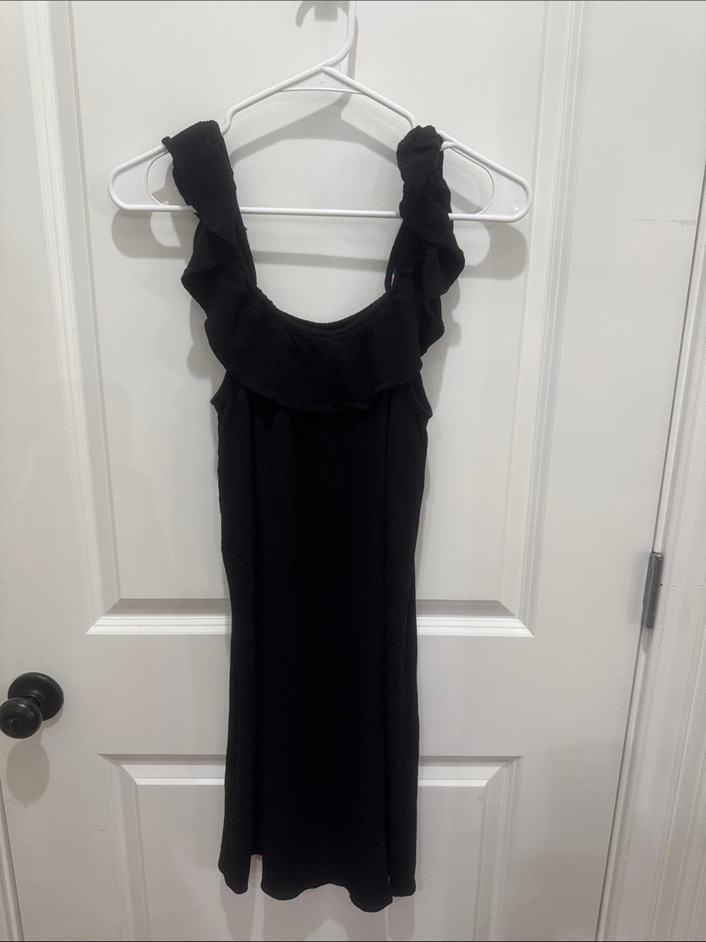 Black Ruffle-Trim Mini Dress - Women